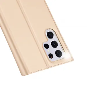 DUX DUCIS Skin Pro knižkové kožené puzdro na Samsung Galaxy S22 Ultra, zlaté