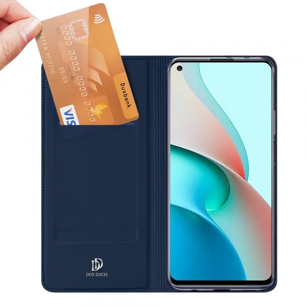 DUX DUCIS Skin Pro knižkové kožené puzdro na Xiaomi Redmi Note 9T 5G, modré
