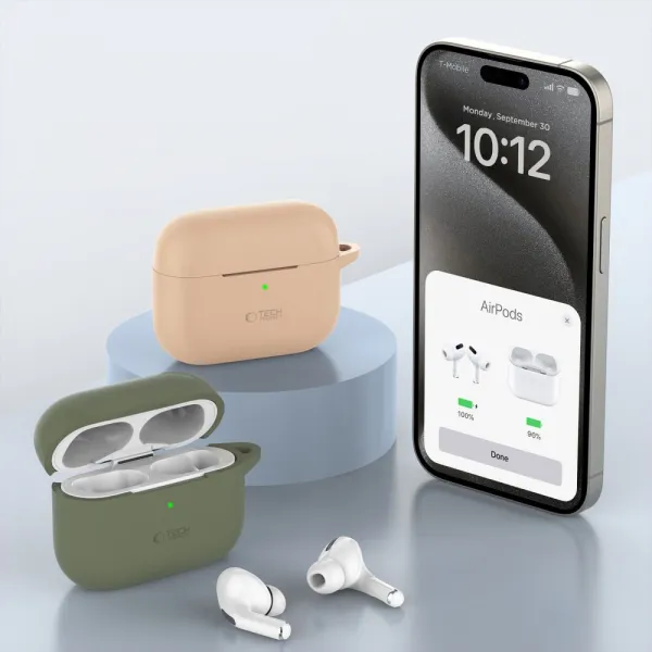 Tech-Protect Silicone Hook puzdro na Apple AirPods Pro 1 / 2, hnedé
