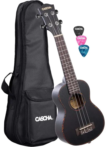 Cascha HH 2262L Soprano Ukulele Mahogany LH Black