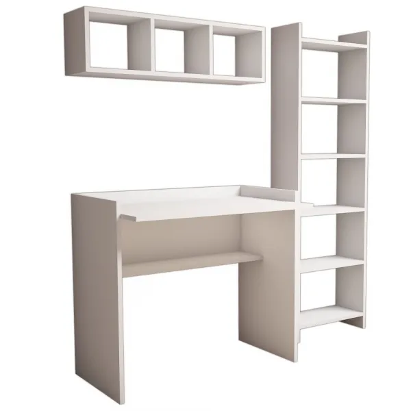 Kalune Design Písací stôl s knižnicou a policou HERA II biely