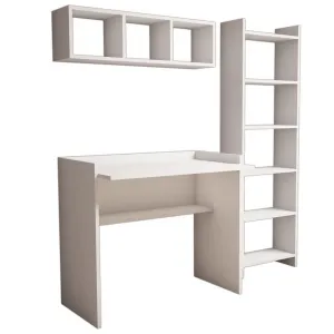 Kalune Design Písací stôl s knižnicou a policou HERA II biely