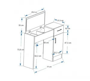 Kozmetický stolík Inci Light Walnut