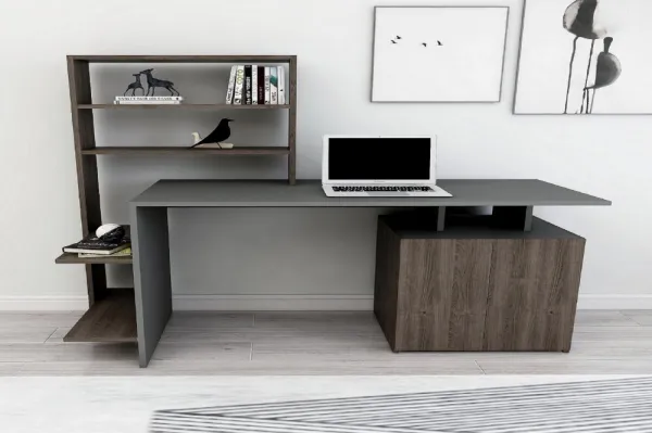 Písací stôl Melis - Walnut, Anthracite