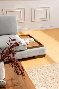 Rohová sedacia súprava / Rohová pohovka Tulip Corner Left Without Pouf - Light Grey