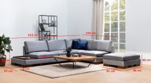 Rohová sedacia súprava / Rohová pohovka Tulip Corner Right With Pouf - Dark Grey