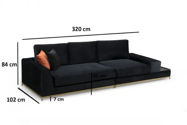 Štvormiestna pohovka Line With Side Table - Black