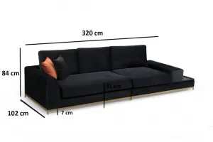Štvormiestna pohovka Line With Side Table - Black