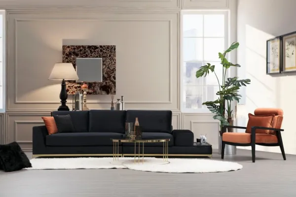 Štvormiestna pohovka Line With Side Table - Black