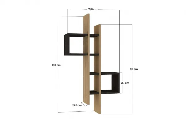 Nástenná polica Emse - Sapphire Oak, Anthracite