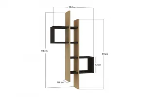 Nástenná polica Emse - Sapphire Oak, Anthracite