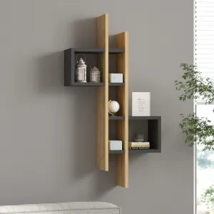 Nástenná polica Emse - Sapphire Oak, Anthracite