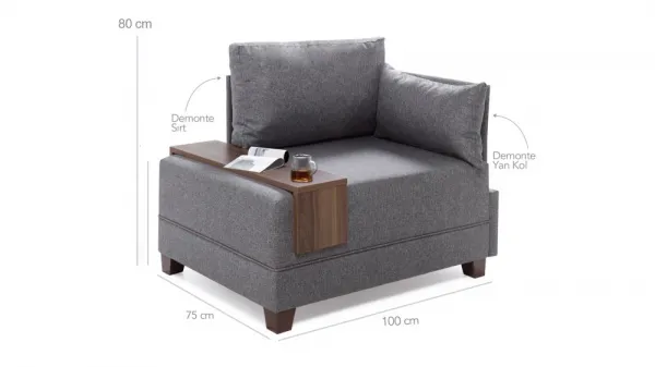 Kreslo / Jednomiestna pohovka Fly Armchair Right - Grey