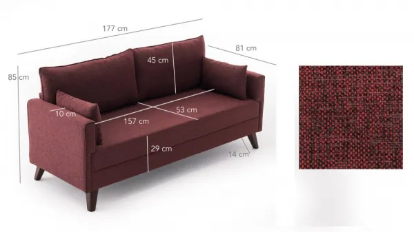 Dvojmiestna pohovka Bella Sofa For 2 Pr - Claret Red