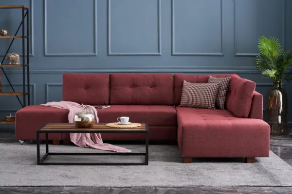Rohová rozkladacia pohovka Manama Corner Sofa Bed Right - Claret Red