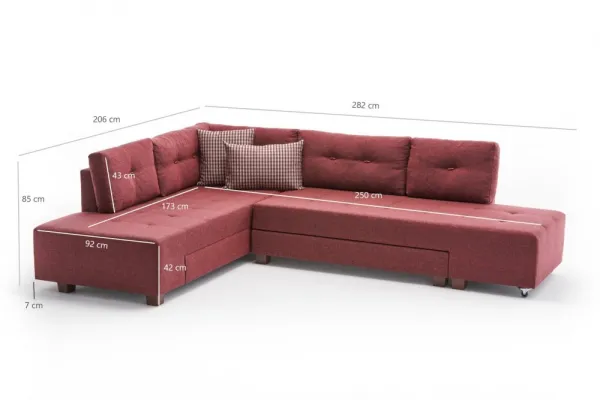 Rohová rozkladacia pohovka Manama Corner Sofa Bed Left - Claret Red