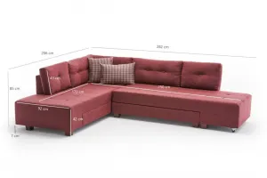 Rohová rozkladacia pohovka Manama Corner Sofa Bed Left - Claret Red
