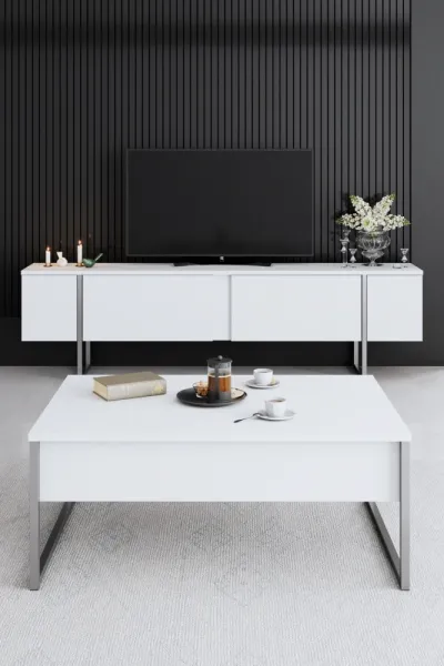 Konferenčný stolík Luxe - White, Silver