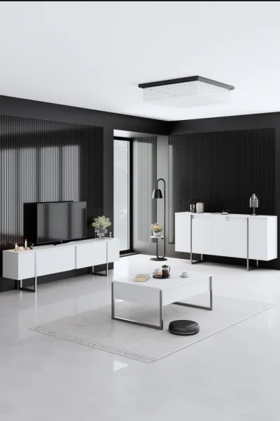 Konferenčný stolík Luxe - White, Silver
