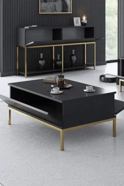 Konferenčný stolík Lord - Anthracite, Gold