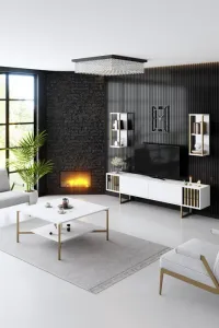 Konferenčný stolík Gold Line - White, Black