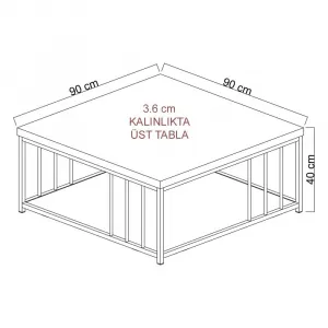 Konferenčný stolík Zenn - Walnut, Gold