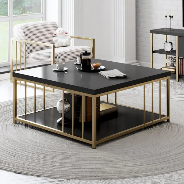 Konferenčný stolík Zenn - Anthracite, Gold