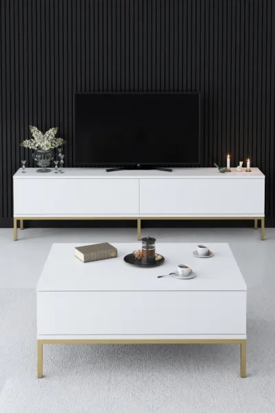 Konferenčný stolík Lord - White, Gold