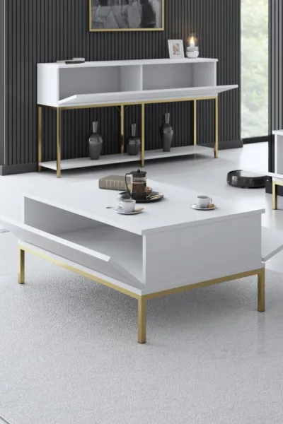 Konferenčný stolík Lord - White, Gold