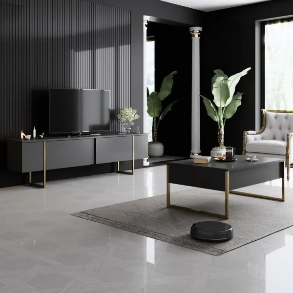 Konferenčný stolík Luxe - Anthracite, Gold