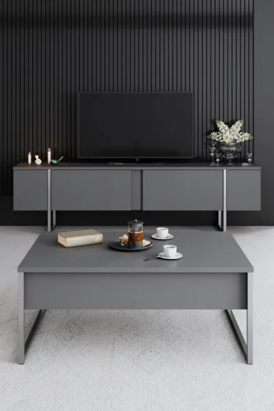 Konferenčný stolík Luxe - Anthracite, Silver
