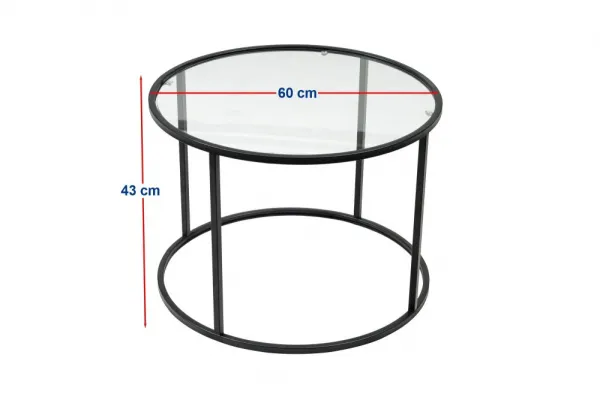 Berlín Čierny konferenčný stolík, 60 cm