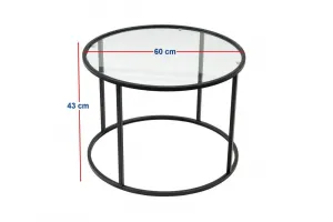 Berlín Čierny konferenčný stolík, 60 cm