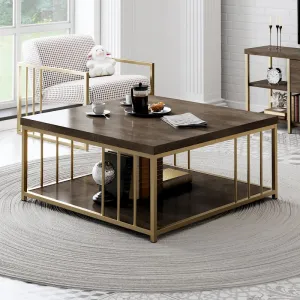 Konferenčný stolík Zenn - Walnut, Gold