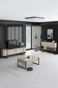Komoda Luxe - Travertine, Black