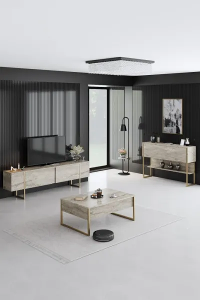 Komoda Luxe - Travertine, Gold