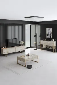 Komoda Luxe - Travertine, Gold