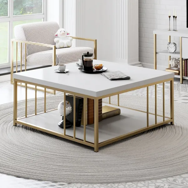 Konferenčný stolík Zenn - White, Gold