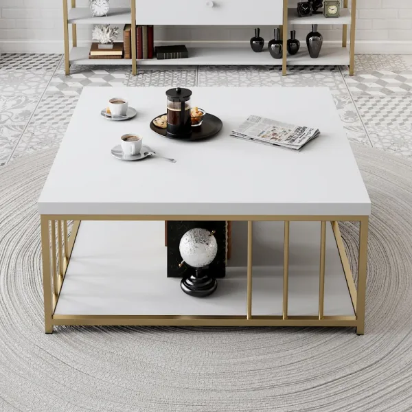Konferenčný stolík Zenn - White, Gold