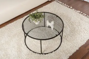 Čierny konferenčný stolík s tmavým sklom, 80 cm