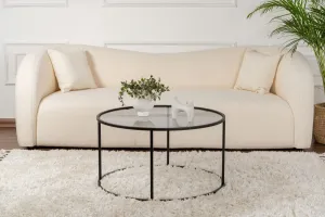 Čierny konferenčný stolík s tmavým sklom, 80 cm