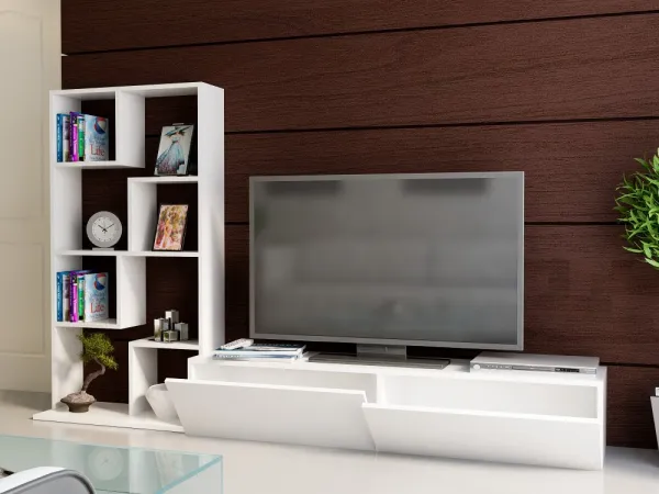 TV skrinka / Obývacia stena Bare - White