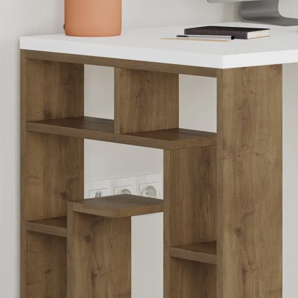 Písací stôl Maze - White, Dark Oak