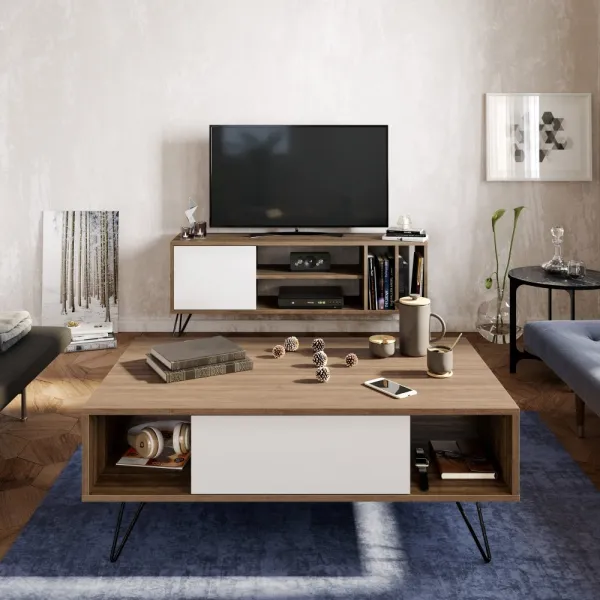 Konferenčný stolík Mistico - Walnut, White