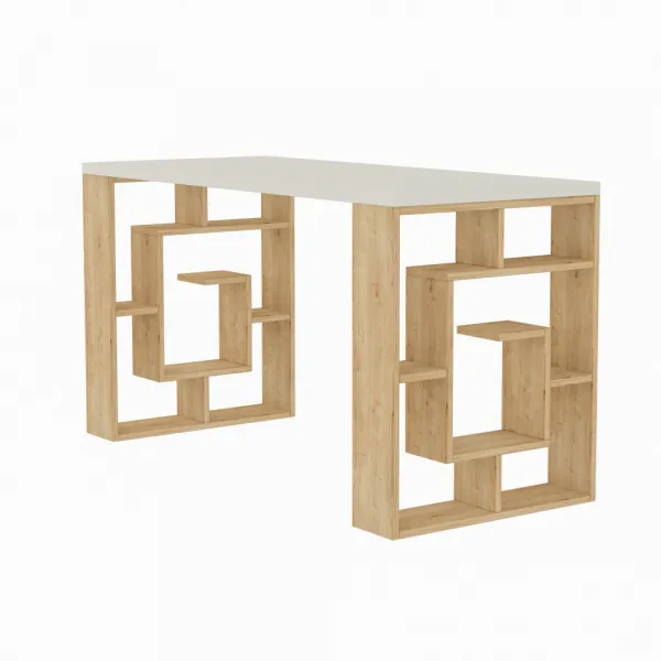 Písací stôl Maze - White, Oak