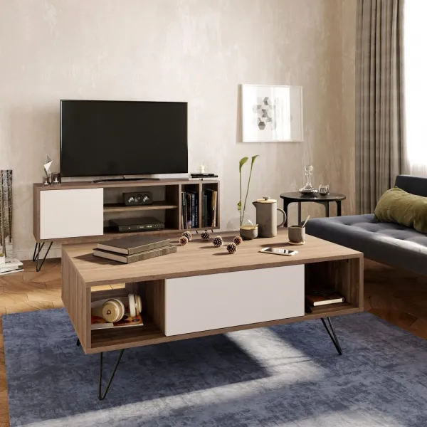 Konferenčný stolík Mistico - Walnut, White