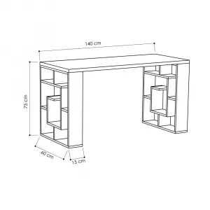 Písací stôl Maze - White, Oak