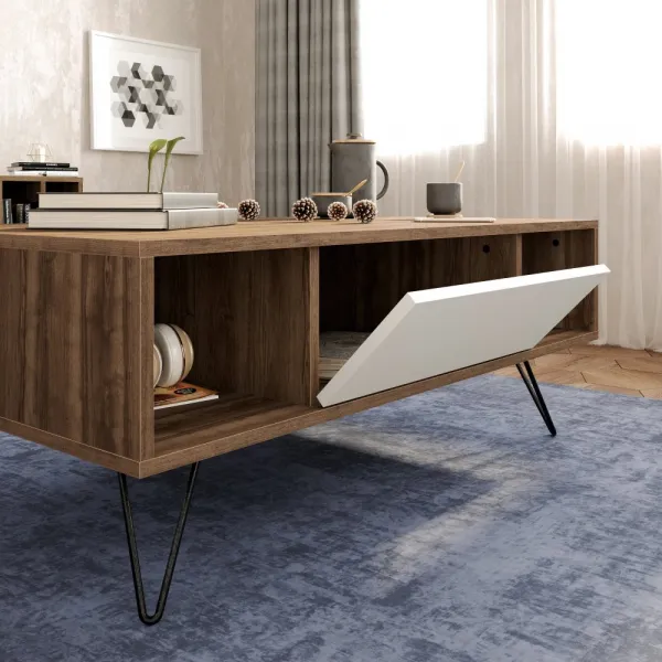 Konferenčný stolík Mistico - Walnut, White