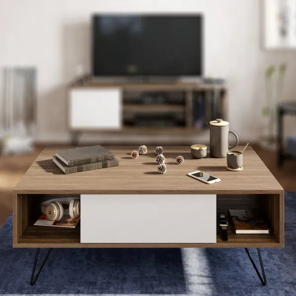Konferenčný stolík Mistico - Walnut, White