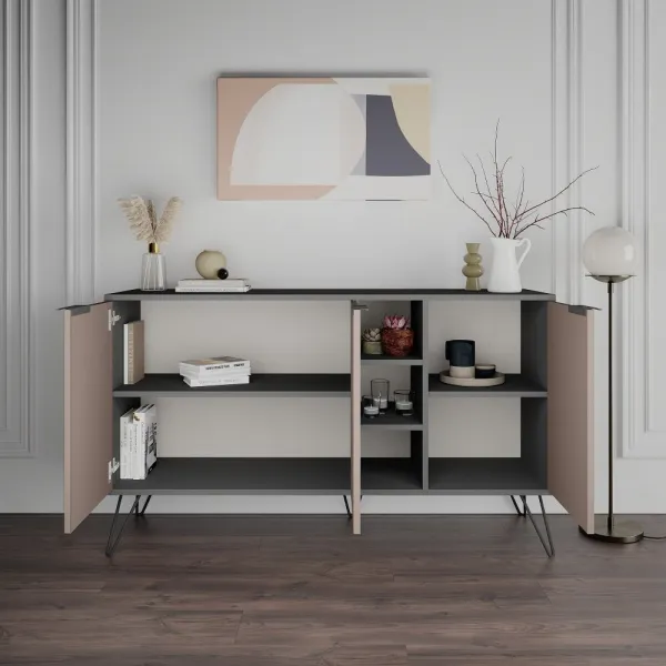 Konzolový stolík Clara Console - Anthracite, Light Mocha